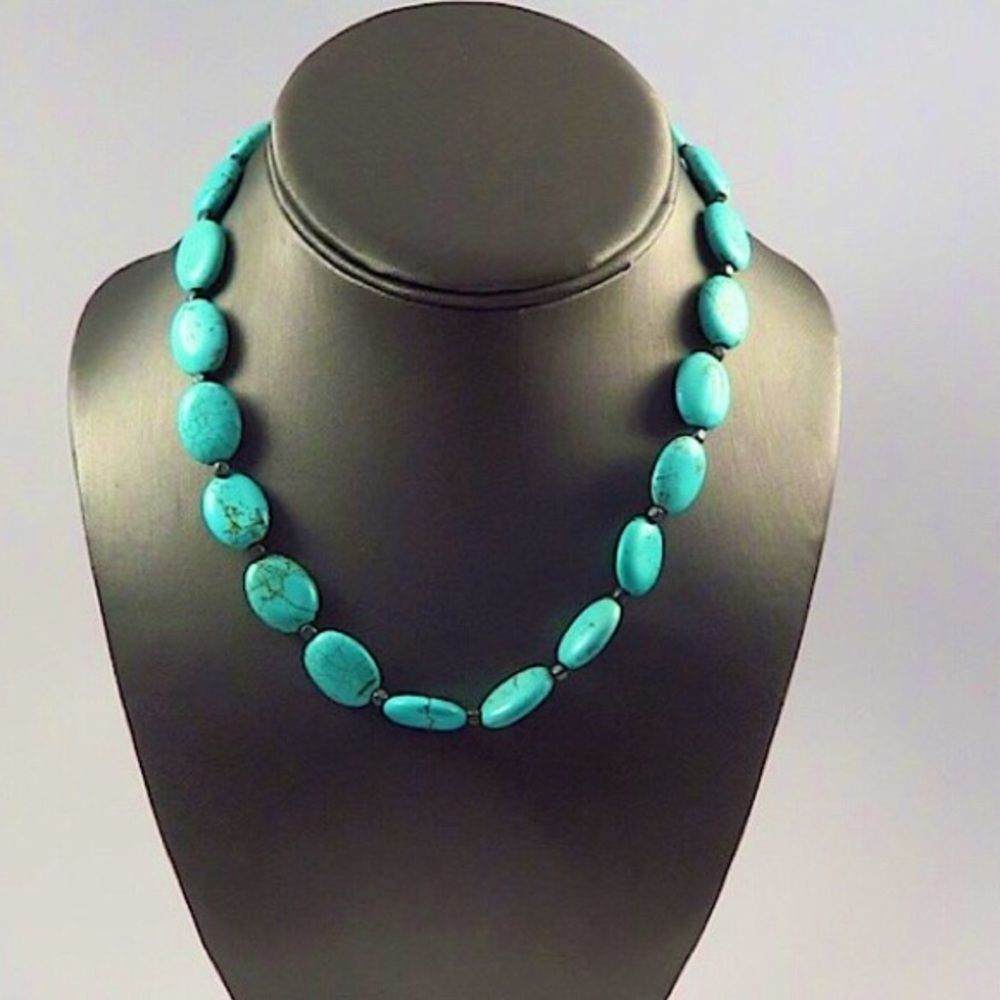 VINTAGE Turquoise and Sterling Silver Strung Necklace